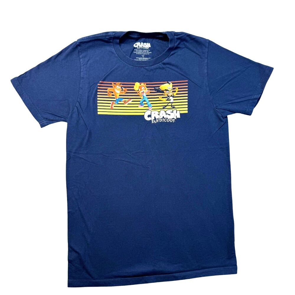 Crash Bandicoot Shirt Mens Blue Extra Large Graphic Activision Top Short Sleeve
